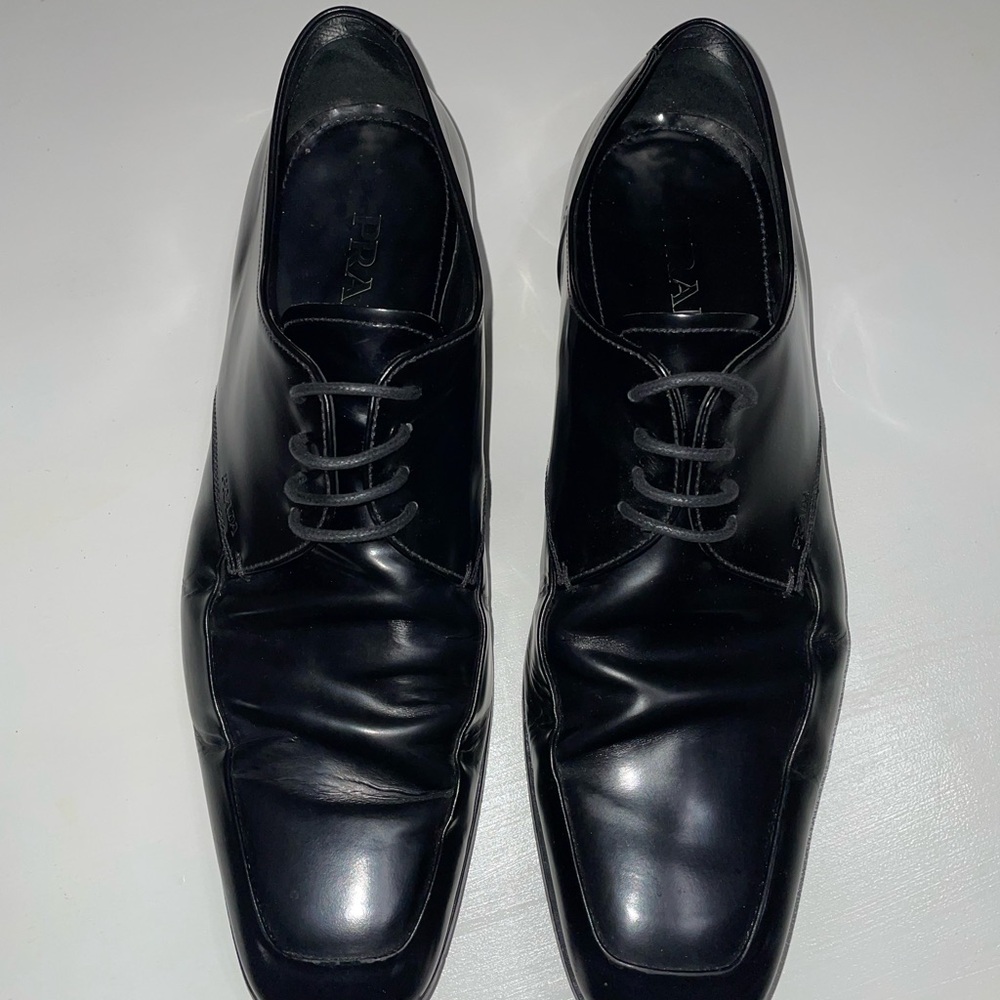 Prada Men's Black Derby Dress Shoes